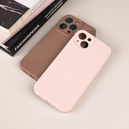 For iPhone 16 Plus Pure Color Liquid Silicone Fine Pore Phone Case(Light Brown) - iPhone 16 Plus Cases by buy2fix | Online Shopping UK | buy2fix