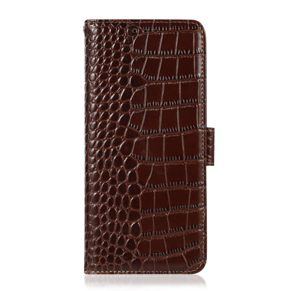 For Sony Xperia 1 VI Crocodile Top Layer Cowhide Leather Phone Case(Brown) - Sony Cases by buy2fix | Online Shopping UK | buy2fix