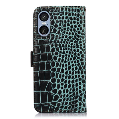 For Sony Xperia 5 VI Crocodile Top Layer Cowhide Leather Phone Case(Green) - Sony Cases by buy2fix | Online Shopping UK | buy2fix