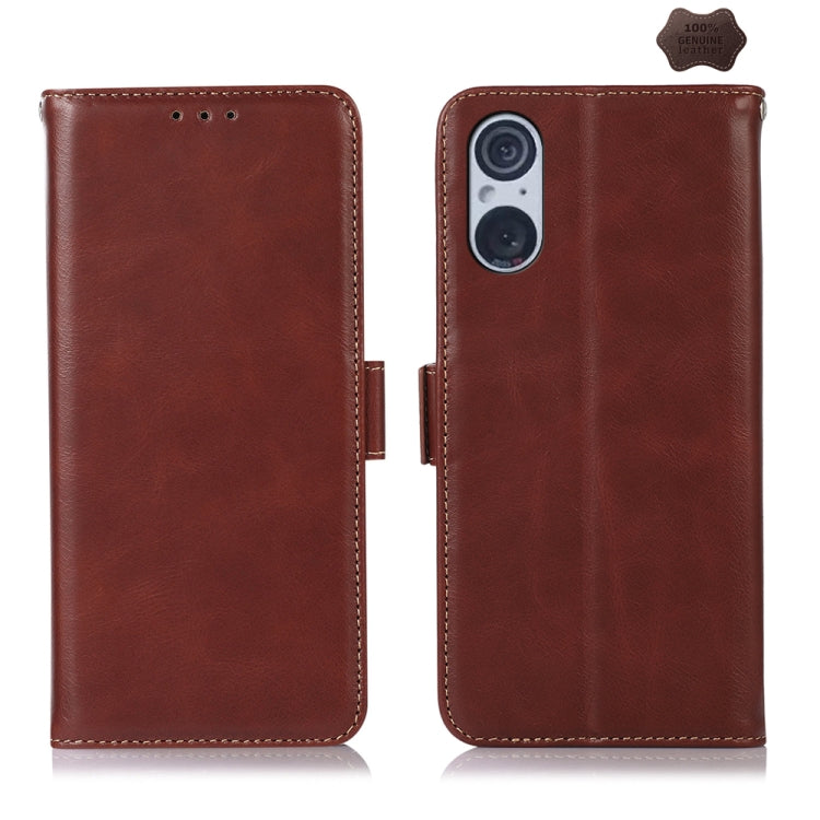 For Sony Xperia 5 V Crazy Horse Top Layer Cowhide Leather Phone Case(Brown) - Sony Cases by buy2fix | Online Shopping UK | buy2fix