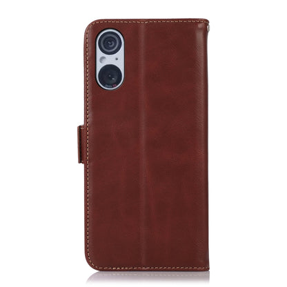 For Sony Xperia 5 V Crazy Horse Top Layer Cowhide Leather Phone Case(Brown) - Sony Cases by buy2fix | Online Shopping UK | buy2fix
