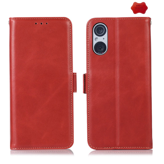 For Sony Xperia 5 V Crazy Horse Top Layer Cowhide Leather Phone Case(Red) - Sony Cases by buy2fix | Online Shopping UK | buy2fix