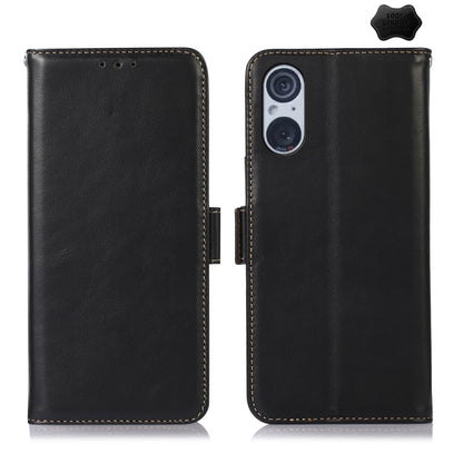 For Sony Xperia 5 V Crazy Horse Top Layer Cowhide Leather Phone Case(Black) - Sony Cases by buy2fix | Online Shopping UK | buy2fix