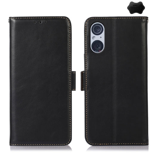 For Sony Xperia 5 V Crazy Horse Top Layer Cowhide Leather Phone Case(Black) - Sony Cases by buy2fix | Online Shopping UK | buy2fix