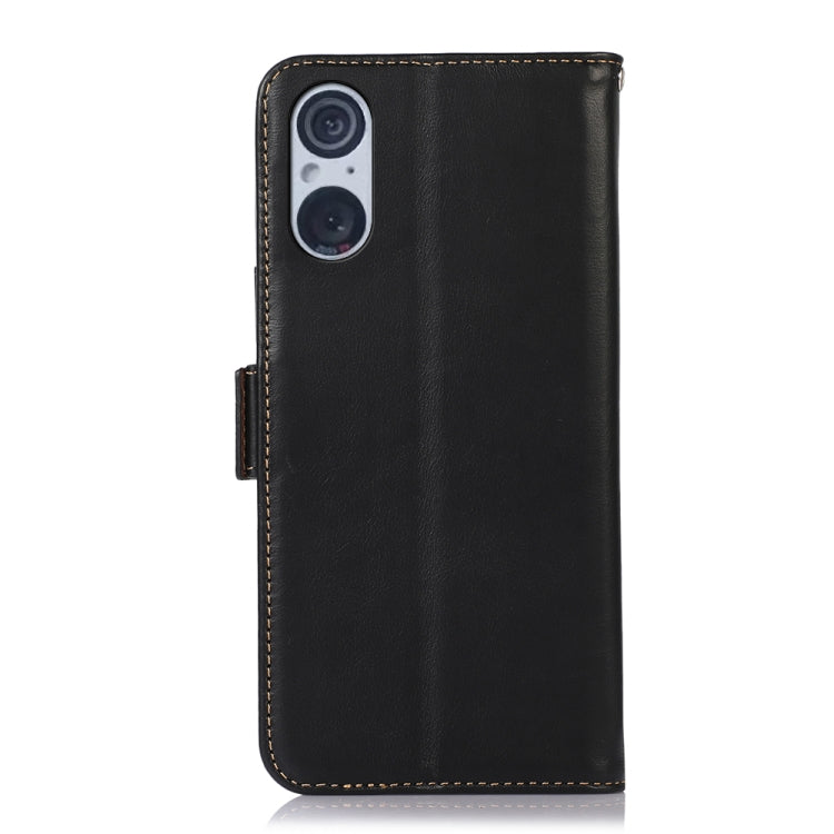 For Sony Xperia 5 V Crazy Horse Top Layer Cowhide Leather Phone Case(Black) - Sony Cases by buy2fix | Online Shopping UK | buy2fix