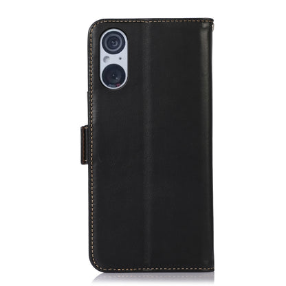 For Sony Xperia 5 V Crazy Horse Top Layer Cowhide Leather Phone Case(Black) - Sony Cases by buy2fix | Online Shopping UK | buy2fix
