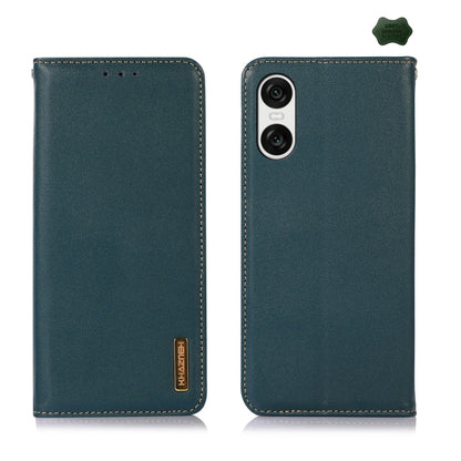 For Sony Xperia 10 VI KHAZNEH Nappa Top Layer Cowhide Leather Phone Case(Green) - Sony Cases by buy2fix | Online Shopping UK | buy2fix