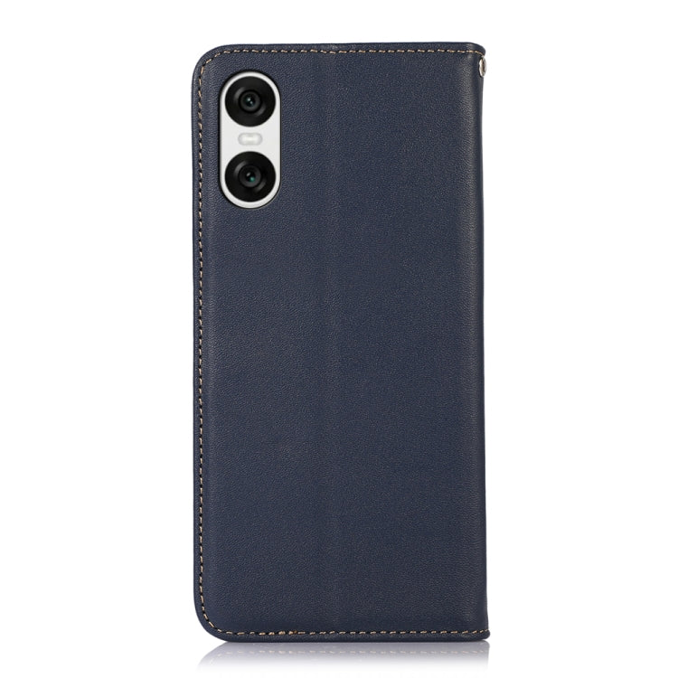 For Sony Xperia 10 VI KHAZNEH Nappa Top Layer Cowhide Leather Phone Case(Blue) - Sony Cases by buy2fix | Online Shopping UK | buy2fix