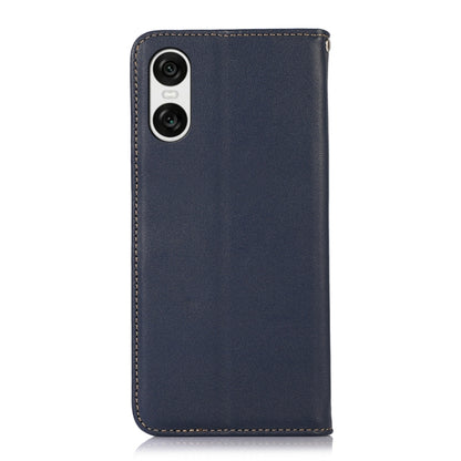 For Sony Xperia 10 VI KHAZNEH Nappa Top Layer Cowhide Leather Phone Case(Blue) - Sony Cases by buy2fix | Online Shopping UK | buy2fix