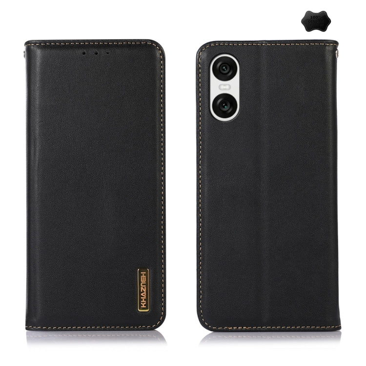 For Sony Xperia 10 VI KHAZNEH Nappa Top Layer Cowhide Leather Phone Case(Black) - Sony Cases by buy2fix | Online Shopping UK | buy2fix