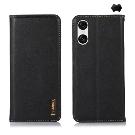 For Sony Xperia 10 VI KHAZNEH Nappa Top Layer Cowhide Leather Phone Case(Black) - Sony Cases by buy2fix | Online Shopping UK | buy2fix