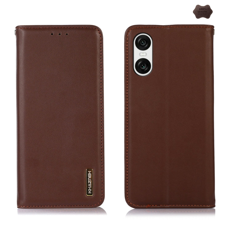 For Sony Xperia 10 VI KHAZNEH Nappa Top Layer Cowhide Leather Phone Case(Brown) - Sony Cases by buy2fix | Online Shopping UK | buy2fix