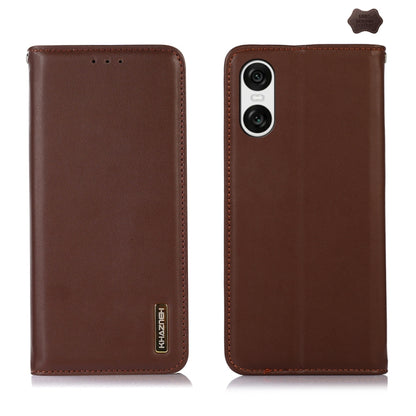 For Sony Xperia 10 VI KHAZNEH Nappa Top Layer Cowhide Leather Phone Case(Brown) - Sony Cases by buy2fix | Online Shopping UK | buy2fix