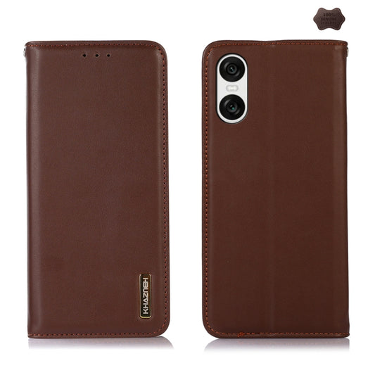 For Sony Xperia 10 VI KHAZNEH Nappa Top Layer Cowhide Leather Phone Case(Brown) - Sony Cases by buy2fix | Online Shopping UK | buy2fix