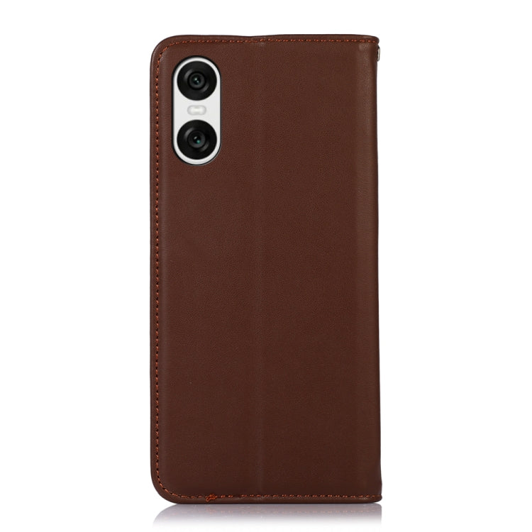 For Sony Xperia 10 VI KHAZNEH Nappa Top Layer Cowhide Leather Phone Case(Brown) - Sony Cases by buy2fix | Online Shopping UK | buy2fix