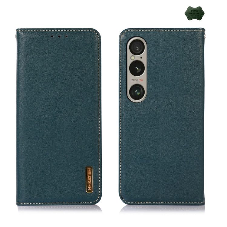 For Sony Xperia 1 VI KHAZNEH Nappa Top Layer Cowhide Leather Phone Case(Green) - Sony Cases by buy2fix | Online Shopping UK | buy2fix