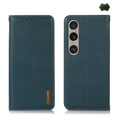 For Sony Xperia 1 VI KHAZNEH Nappa Top Layer Cowhide Leather Phone Case(Green) - Sony Cases by buy2fix | Online Shopping UK | buy2fix