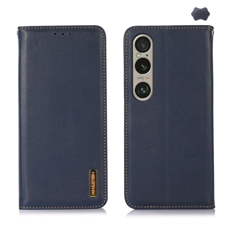 For Sony Xperia 1 VI KHAZNEH Nappa Top Layer Cowhide Leather Phone Case(Blue) - Sony Cases by buy2fix | Online Shopping UK | buy2fix