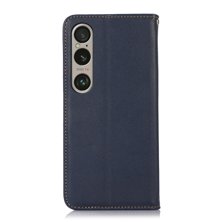 For Sony Xperia 1 VI KHAZNEH Nappa Top Layer Cowhide Leather Phone Case(Blue) - Sony Cases by buy2fix | Online Shopping UK | buy2fix