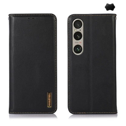 For Sony Xperia 1 VI KHAZNEH Nappa Top Layer Cowhide Leather Phone Case(Black) - Sony Cases by buy2fix | Online Shopping UK | buy2fix
