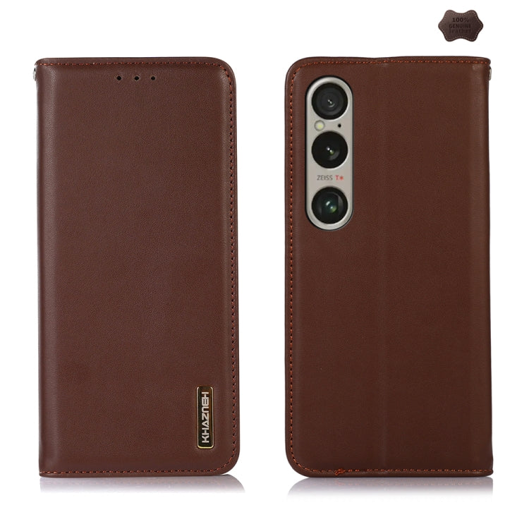 For Sony Xperia 1 VI KHAZNEH Nappa Top Layer Cowhide Leather Phone Case(Brown) - Sony Cases by buy2fix | Online Shopping UK | buy2fix