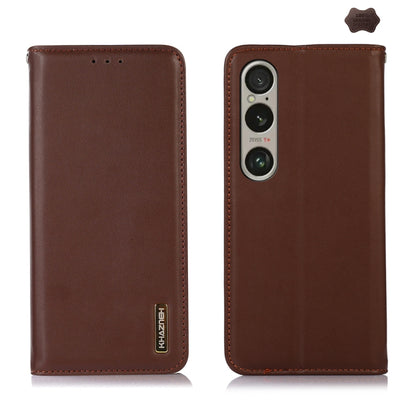 For Sony Xperia 1 VI KHAZNEH Nappa Top Layer Cowhide Leather Phone Case(Brown) - Sony Cases by buy2fix | Online Shopping UK | buy2fix