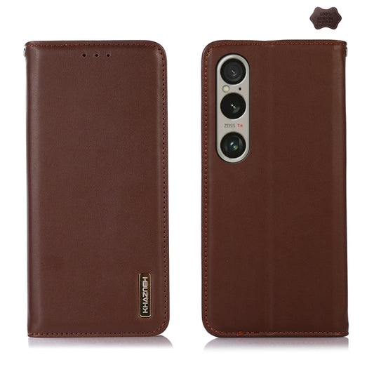 For Sony Xperia 1 VI KHAZNEH Nappa Top Layer Cowhide Leather Phone Case(Brown) - Sony Cases by buy2fix | Online Shopping UK | buy2fix
