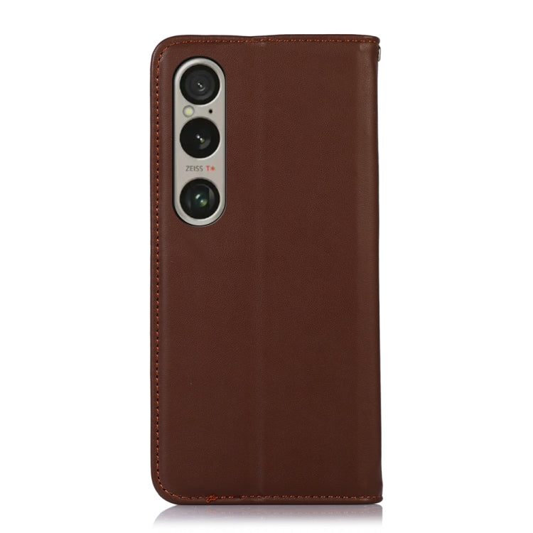 For Sony Xperia 1 VI KHAZNEH Nappa Top Layer Cowhide Leather Phone Case(Brown) - Sony Cases by buy2fix | Online Shopping UK | buy2fix