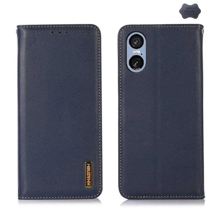 For Sony Xperia 5 VI KHAZNEH Nappa Top Layer Cowhide Leather Phone Case(Blue) - Sony Cases by buy2fix | Online Shopping UK | buy2fix