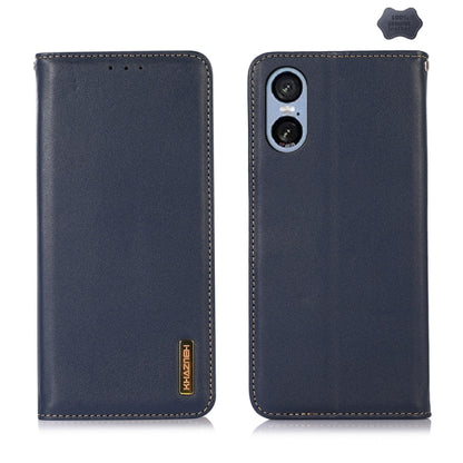 For Sony Xperia 5 VI KHAZNEH Nappa Top Layer Cowhide Leather Phone Case(Blue) - Sony Cases by buy2fix | Online Shopping UK | buy2fix