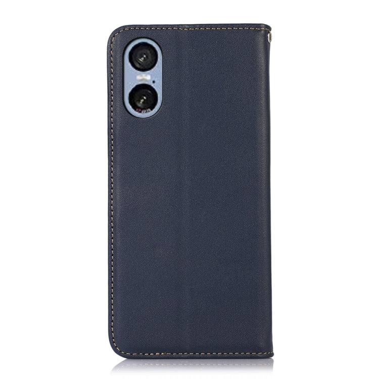 For Sony Xperia 5 VI KHAZNEH Nappa Top Layer Cowhide Leather Phone Case(Blue) - Sony Cases by buy2fix | Online Shopping UK | buy2fix