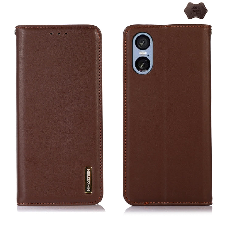For Sony Xperia 5 VI KHAZNEH Nappa Top Layer Cowhide Leather Phone Case(Brown) - Sony Cases by buy2fix | Online Shopping UK | buy2fix