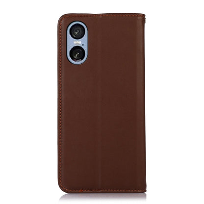 For Sony Xperia 5 VI KHAZNEH Nappa Top Layer Cowhide Leather Phone Case(Brown) - Sony Cases by buy2fix | Online Shopping UK | buy2fix