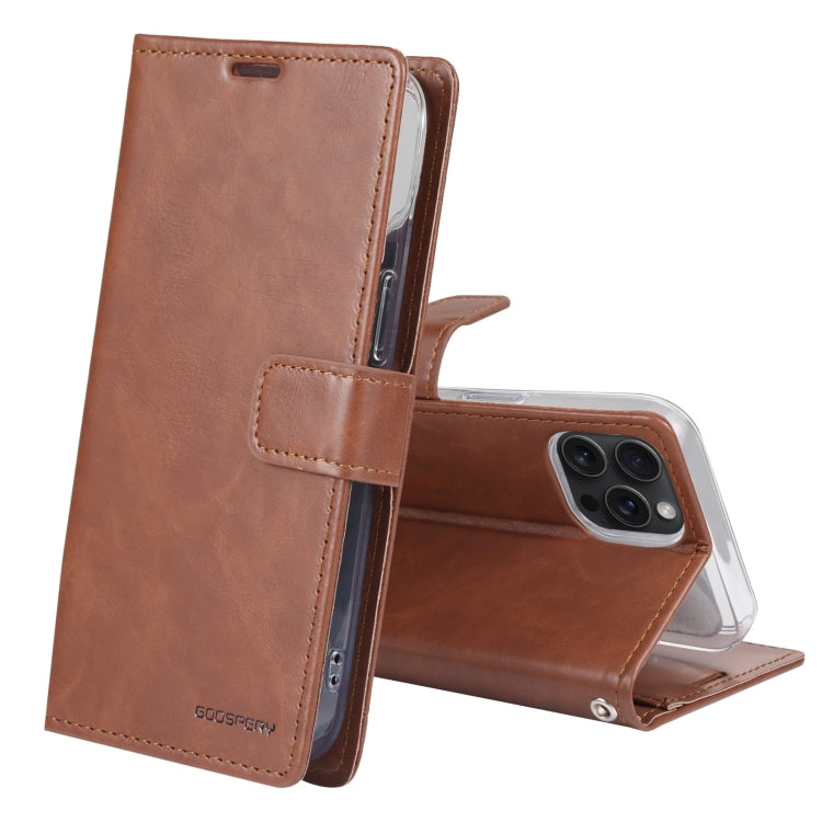 For iPhone 15 Pro GOOSPERY BLUE MOON Crazy Horse Texture Leather Phone Case(Brown) - iPhone 15 Pro Cases by GOOSPERY | Online Shopping UK | buy2fix