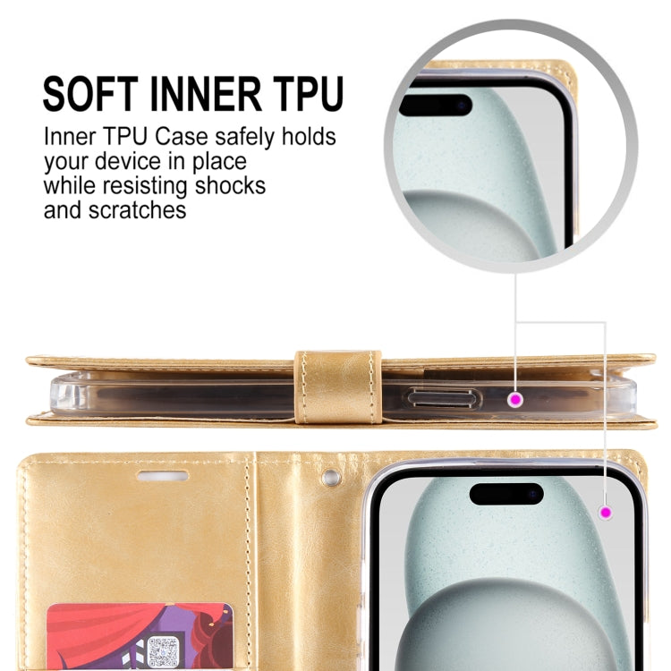 For iPhone 15 GOOSPERY BLUE MOON Crazy Horse Texture Leather Phone Case(Black) - iPhone 15 Cases by GOOSPERY | Online Shopping UK | buy2fix