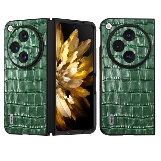 For OPPO Find N3 / OnePlus Open ABEEL Crocodile Texture Genuine Leather Phone Case(Green)