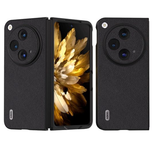 For OPPO Find N3 / OnePlus Open ABEEL Genuine Leather + PC Litchi Texture Phone Case(Black)
