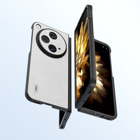 For OPPO Find N3 / OnePlus Open ABEEL Dual Color Lichi Texture PU Phone Case(White) by buy2fix