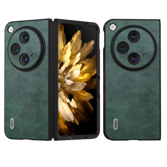 For OPPO Find N3 / OnePlus Open ABEEL Dual Color Lichi Texture PU Phone Case(Green)