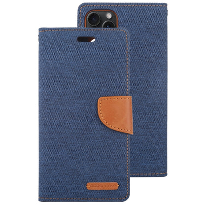 For iPhone 15 Pro GOOSPERY CANVAS DIARY Fabric Texture Flip Leather Phone Case(Navy Blue) - iPhone 15 Pro Cases by GOOSPERY | Online Shopping UK | buy2fix