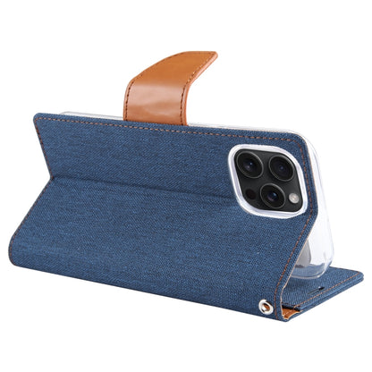 For iPhone 15 Pro GOOSPERY CANVAS DIARY Fabric Texture Flip Leather Phone Case(Navy Blue) - iPhone 15 Pro Cases by GOOSPERY | Online Shopping UK | buy2fix