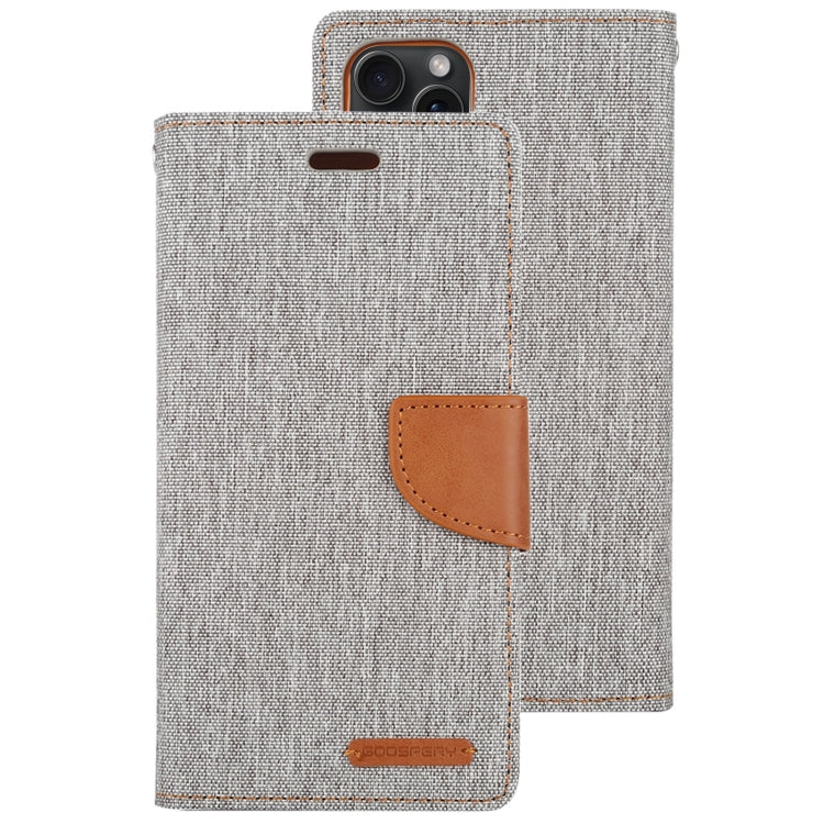 For iPhone 15 GOOSPERY CANVAS DIARY Fabric Texture Flip Leather Phone Case(Grey) - iPhone 15 Cases by GOOSPERY | Online Shopping UK | buy2fix