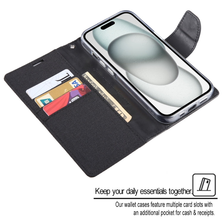 For iPhone 15 GOOSPERY CANVAS DIARY Fabric Texture Flip Leather Phone Case(Grey) - iPhone 15 Cases by GOOSPERY | Online Shopping UK | buy2fix