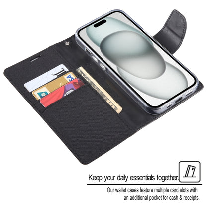 For iPhone 15 Plus GOOSPERY CANVAS DIARY Fabric Texture Flip Leather Phone Case(Navy Blue) - iPhone 15 Plus Cases by GOOSPERY | Online Shopping UK | buy2fix