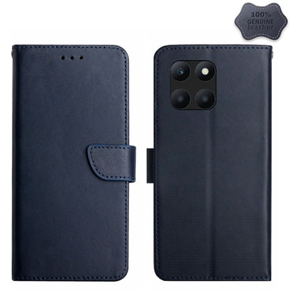 For Honor X8b HT02 Genuine Leather Fingerprint-proof Flip Phone Case(Blue) - Honor Cases by buy2fix | Online Shopping UK | buy2fix