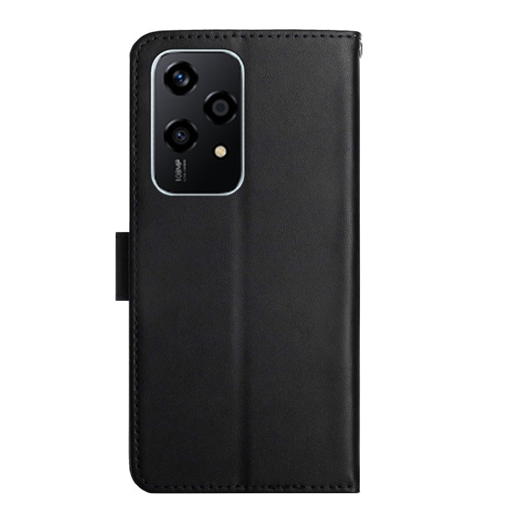 For Honor 200 Lite Global HT02 Genuine Leather Fingerprint-proof Flip Phone Case(Black) - Honor Cases by buy2fix | Online Shopping UK | buy2fix