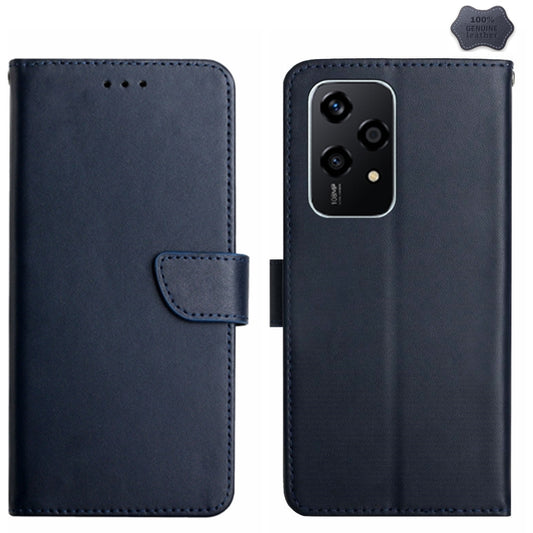 For Honor 200 Lite Global HT02 Genuine Leather Fingerprint-proof Flip Phone Case(Blue) - Honor Cases by buy2fix | Online Shopping UK | buy2fix