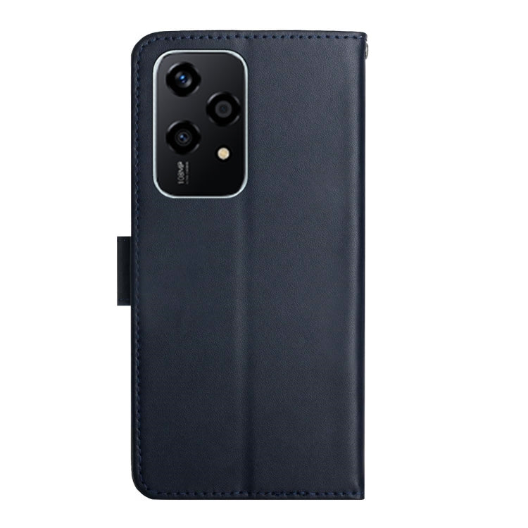 For Honor 200 Lite Global HT02 Genuine Leather Fingerprint-proof Flip Phone Case(Blue) - Honor Cases by buy2fix | Online Shopping UK | buy2fix