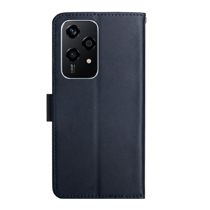 For Honor 200 Lite Global HT02 Genuine Leather Fingerprint-proof Flip Phone Case(Blue) - Honor Cases by buy2fix | Online Shopping UK | buy2fix