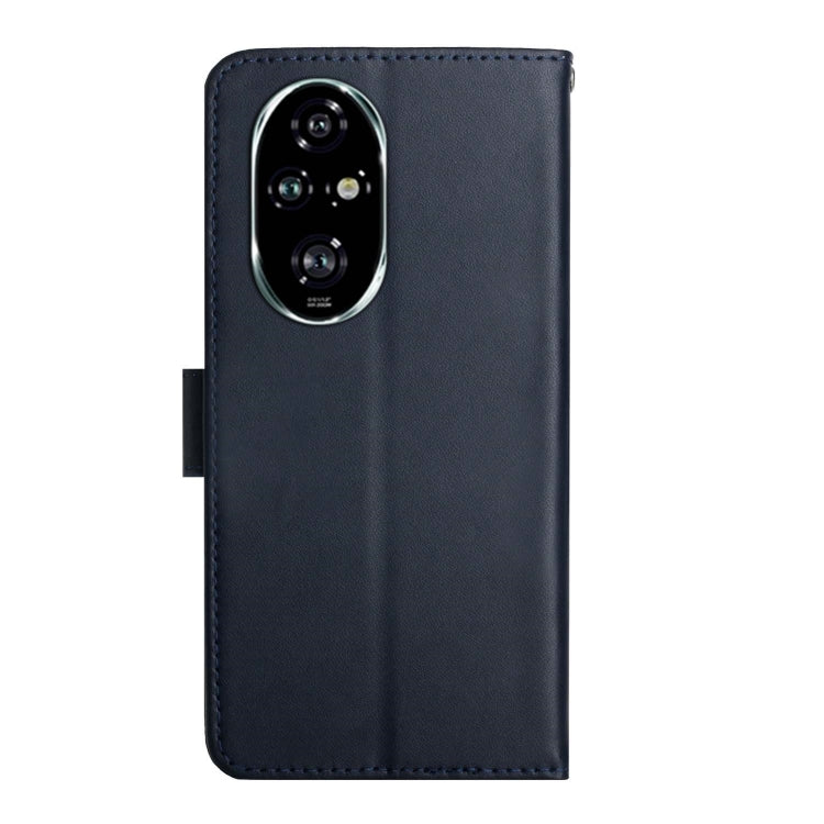 For Honor 200 Pro 5G Global HT02 Genuine Leather Fingerprint-proof Flip Phone Case(Blue) - Honor Cases by buy2fix | Online Shopping UK | buy2fix